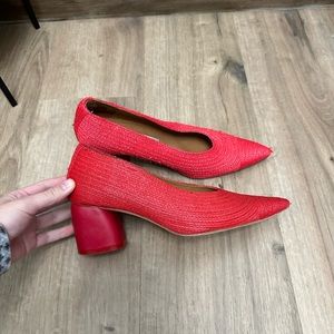 Miista London Red Woven Leather Red Heels Sz 8